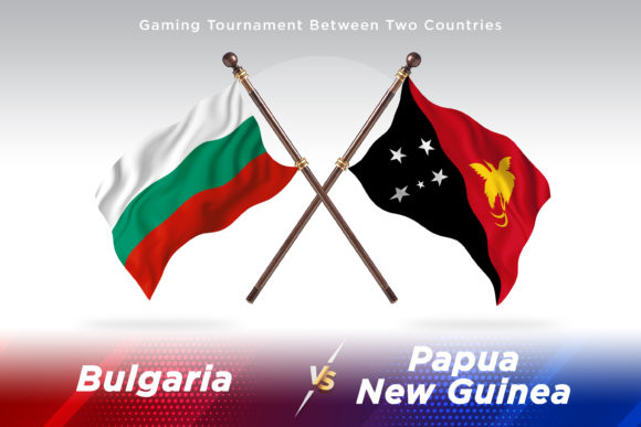 Bulgaria vs Papua New Guinea Flags: 3D Isolated Illustration